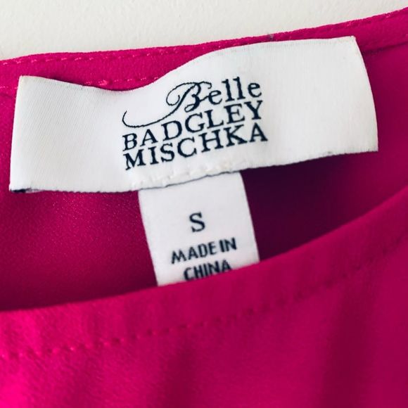 Badgley Mischka Chiffon Colorblock Dress Women Size S Red Pink Feminine - Picture 9 of 10